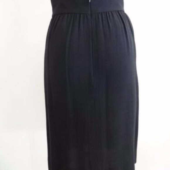 CHANEL BOUTIQUE VINTAGE BLACK FRONT PLEATED DOUBLE LINED SILK SKIRT 40 - Picture 2 of 5